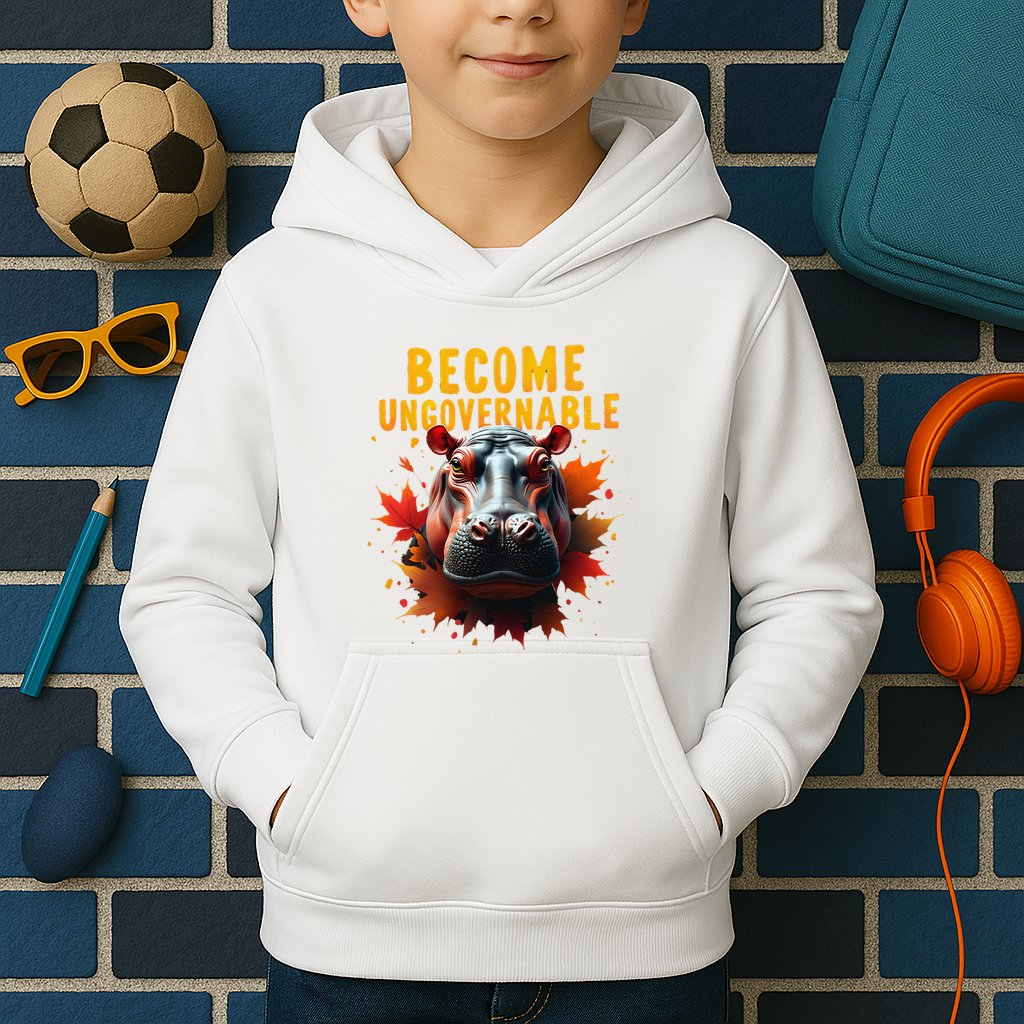 Become Ungovernable Funny Baby Hippo Moo Deng Funny Groovy Kids Hoodie