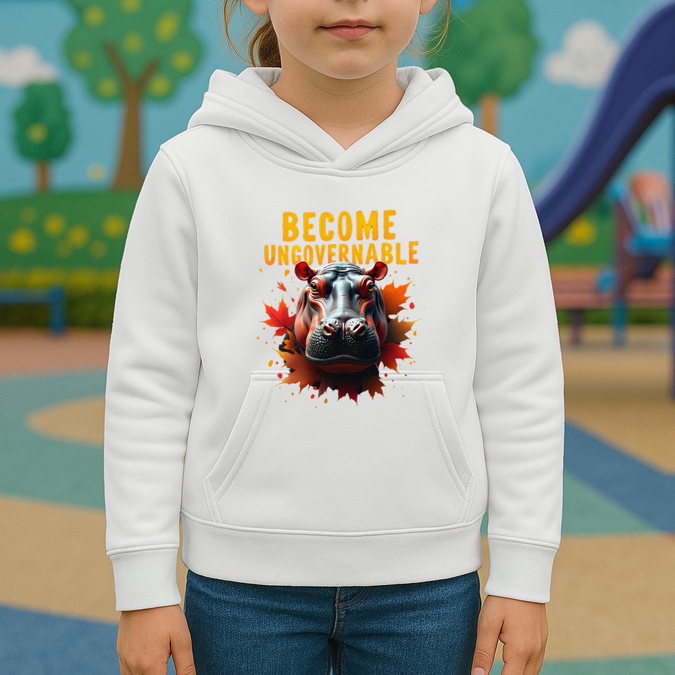 Become Ungovernable Funny Baby Hippo Moo Deng Funny Groovy Kids Hoodie
