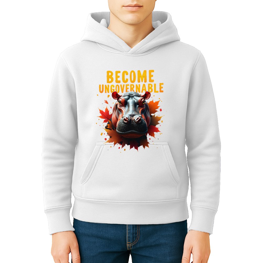 Become Ungovernable Funny Baby Hippo Moo Deng Funny Groovy Kids Hoodie