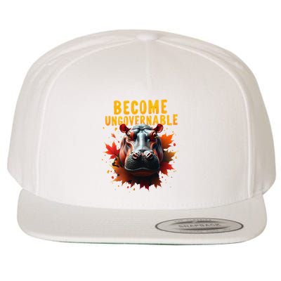 Become Ungovernable Funny Baby Hippo Moo Deng Funny Groovy Wool Snapback Cap