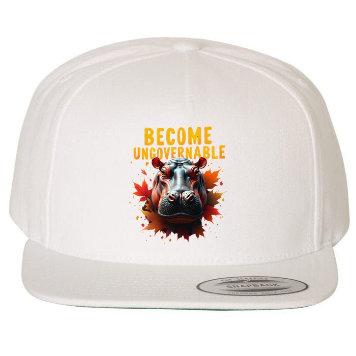 Become Ungovernable Funny Baby Hippo Moo Deng Funny Groovy Wool Snapback Cap