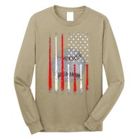 Baseball USA Flag American Flag Vintage For Dad Fathers Day Long Sleeve Shirt