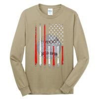 Baseball USA Flag American Flag Vintage For Dad Fathers Day Tall Long Sleeve T-Shirt