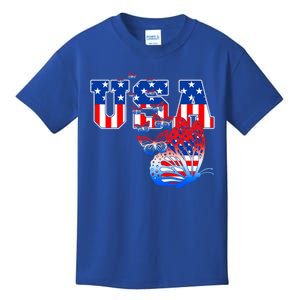 Butterfly Usa Flag Funny 4th Of July Daughter Mom Cute Gift Kids T-Shirt