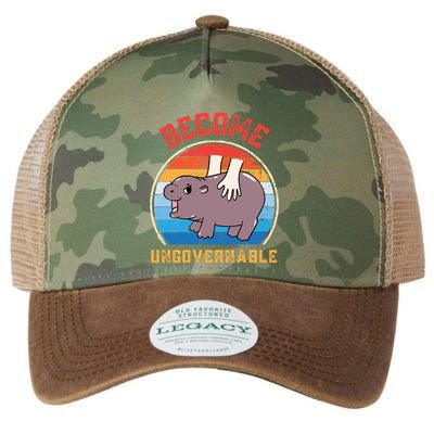 Become Ungovernable Funny Moo Deng Baby Hippo Legacy Tie Dye Trucker Hat