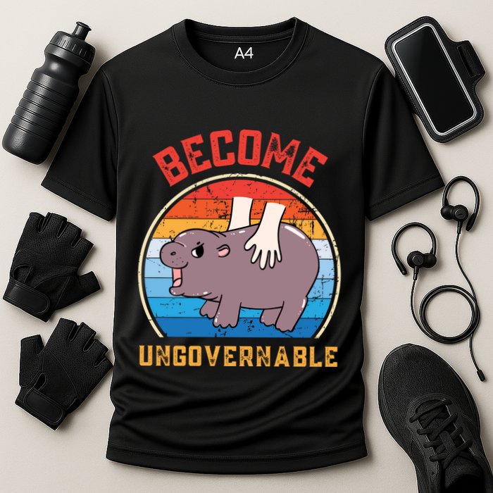 Become Ungovernable Funny Moo Deng Baby Hippo Performance Shirt