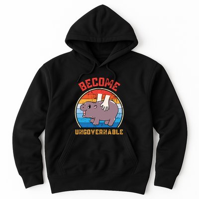 Become Ungovernable Funny Moo Deng Baby Hippo Hoodie