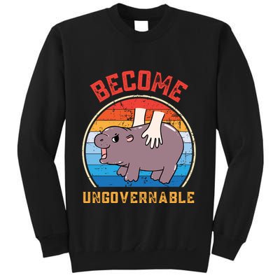 Become Ungovernable Funny Moo Deng Baby Hippo Sweatshirt