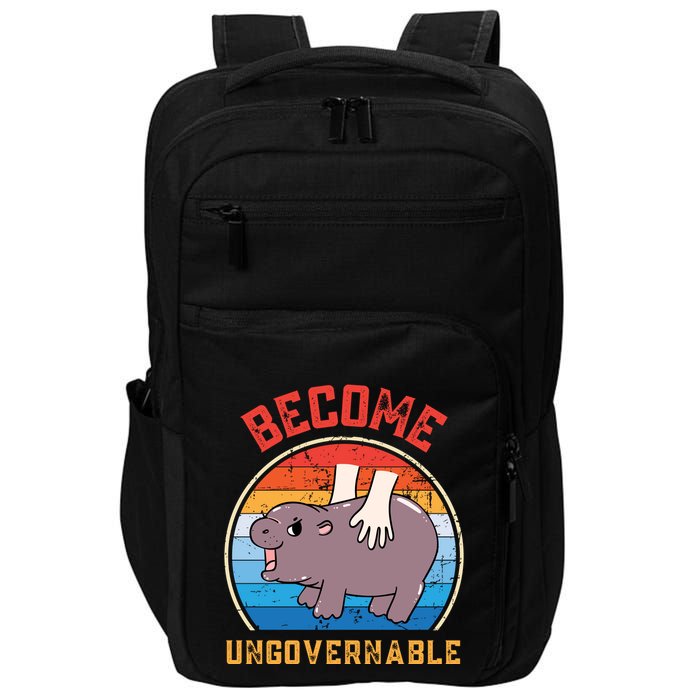 Become Ungovernable Funny Moo Deng Baby Hippo Impact Tech Backpack
