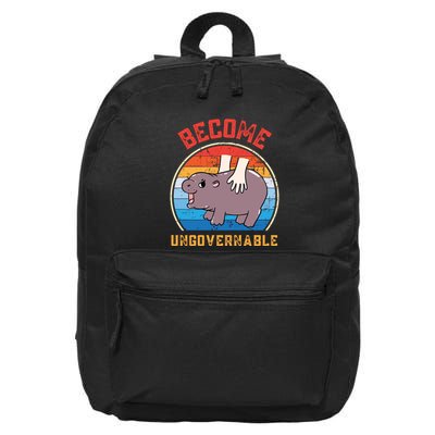 Become Ungovernable Funny Moo Deng Baby Hippo 16 in Basic Backpack
