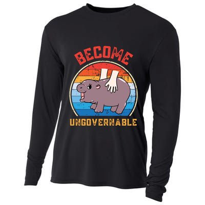 Become Ungovernable Funny Moo Deng Baby Hippo Cooling Performance Long Sleeve Crew