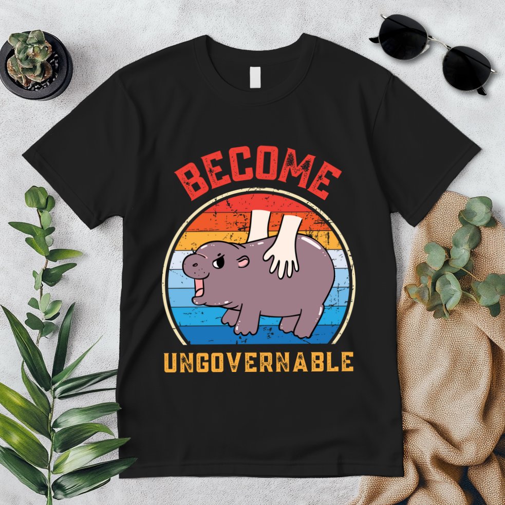 Become Ungovernable Funny Moo Deng Baby Hippo Premium T-Shirt