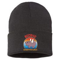 Become Ungovernable Funny Moo Deng Baby Hippo Sustainable Knit Beanie