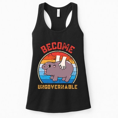 Become Ungovernable Funny Moo Deng Baby Hippo Womens Tank Top