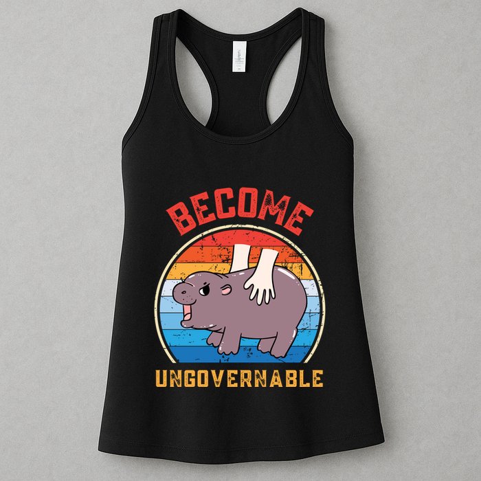Become Ungovernable Funny Moo Deng Baby Hippo Womens Tank Top