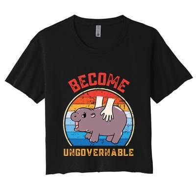 Become Ungovernable Funny Moo Deng Baby Hippo Crop Top