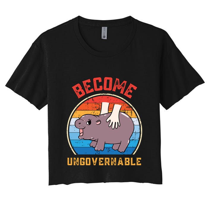 Become Ungovernable Funny Moo Deng Baby Hippo Crop Top
