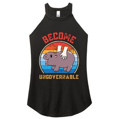 Become Ungovernable Funny Moo Deng Baby Hippo Women's Perfect Tri Rocker Tank