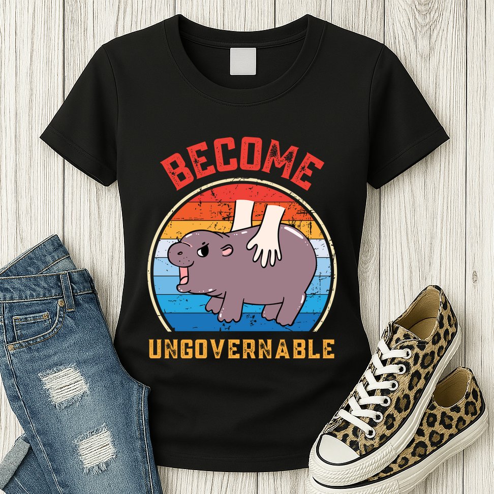 Become Ungovernable Funny Moo Deng Baby Hippo Womens T-Shirt