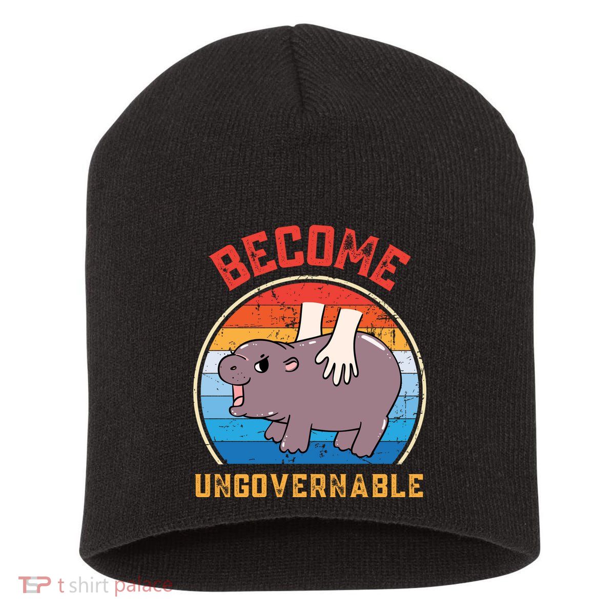 Become Ungovernable Funny Moo Deng Baby Hippo Short Acrylic Beanie