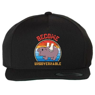 Become Ungovernable Funny Moo Deng Baby Hippo Wool Snapback Cap