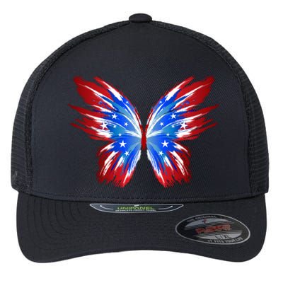 Butterfly Usa Flag Patriotic Cute 4th Of July Great Gift Flexfit Unipanel Trucker Cap