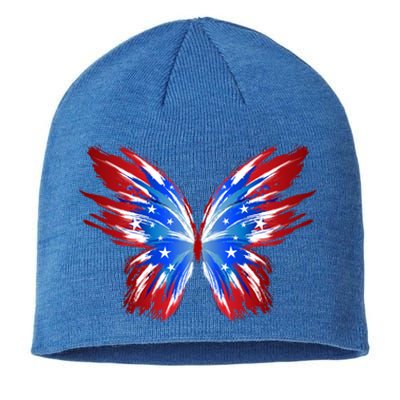 Butterfly Usa Flag Patriotic Cute 4th Of July Great Gift Sustainable Beanie