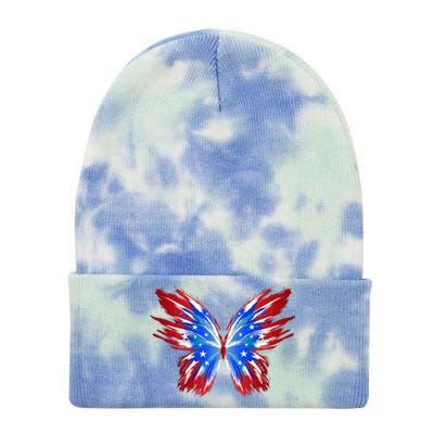 Butterfly Usa Flag Patriotic Cute 4th Of July Great Gift Tie Dye 12in Knit Beanie