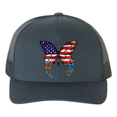 Butterfly Usa Flag Cool Gift Yupoong Adult 5-Panel Trucker Hat