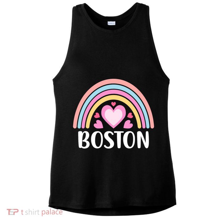 Boston USA for Wo Rainbow Hearts Ladies PosiCharge Tri-Blend Wicking Tank