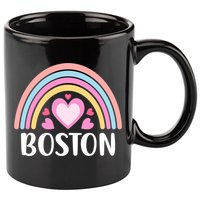 Boston USA for Wo Rainbow Hearts 11oz C Handle Ceramic Mug