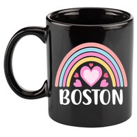 Boston USA for Wo Rainbow Hearts 11oz C Handle Ceramic Mug