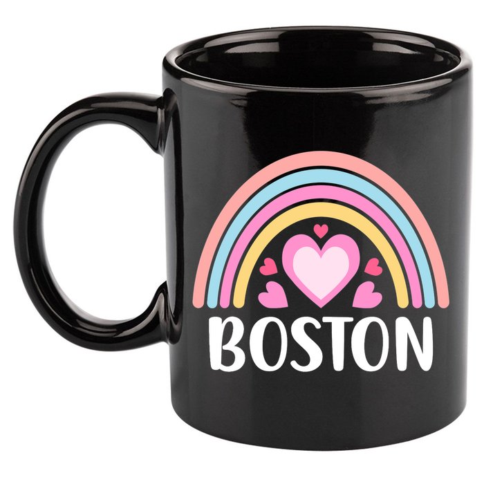 Boston USA for Wo Rainbow Hearts 11oz C Handle Ceramic Mug