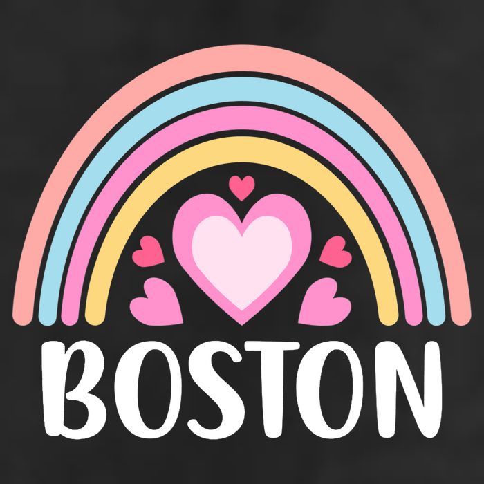 Boston USA for Wo Rainbow Hearts 11oz C Handle Ceramic Mug