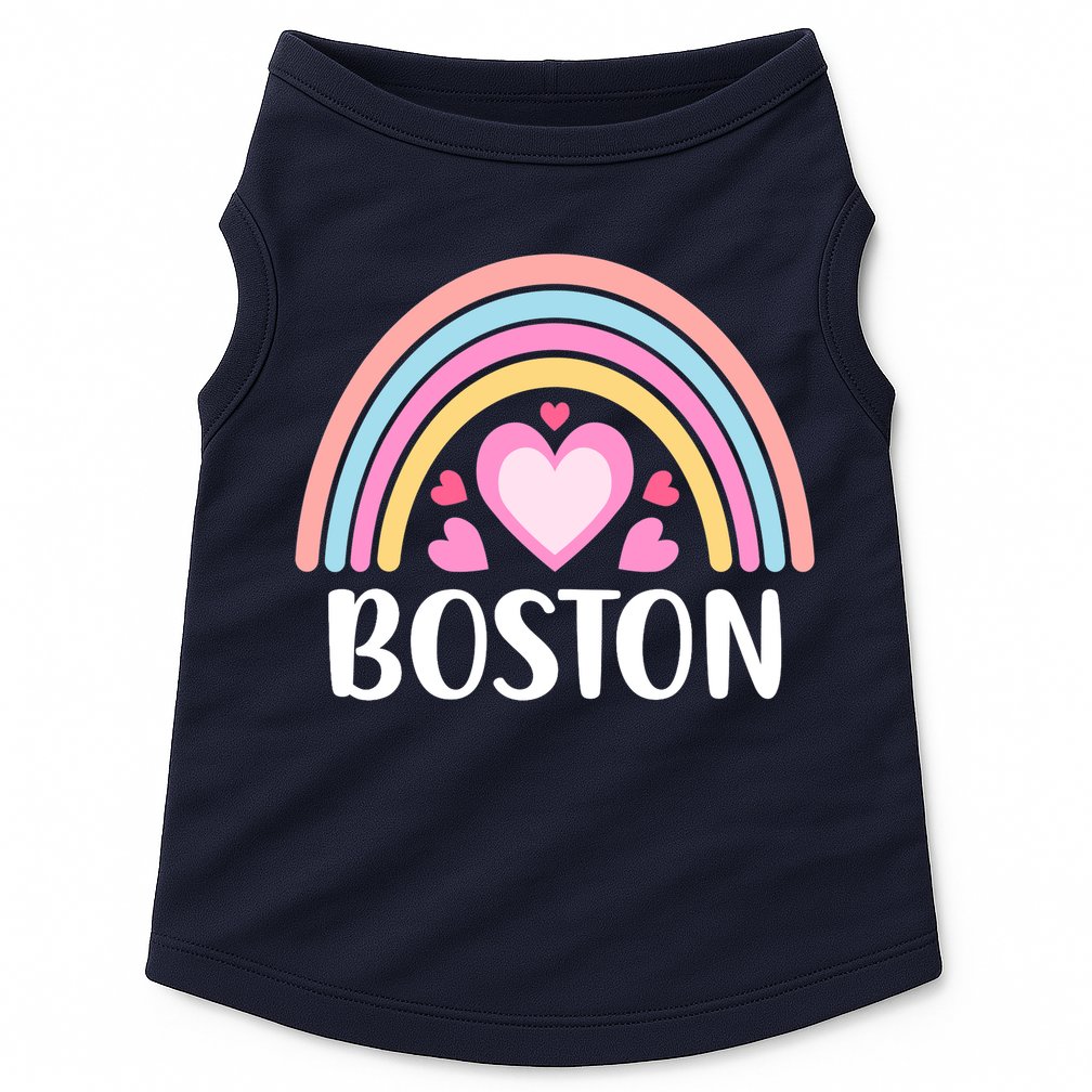 Boston USA for Wo Rainbow Hearts Doggie Tank