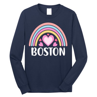 Boston USA for Wo Rainbow Hearts Long Sleeve Shirt