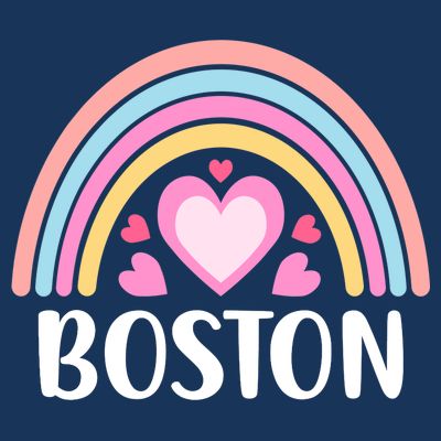 Boston USA for Wo Rainbow Hearts T-Shirt
