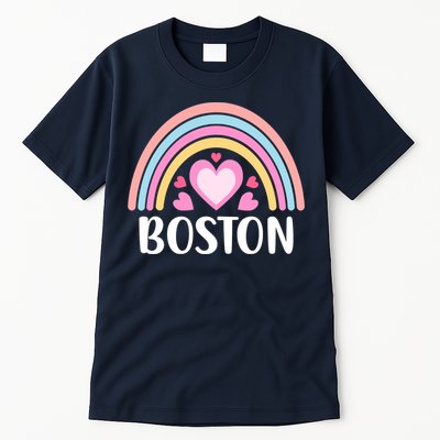 Boston USA for Wo Rainbow Hearts Tall T-Shirt