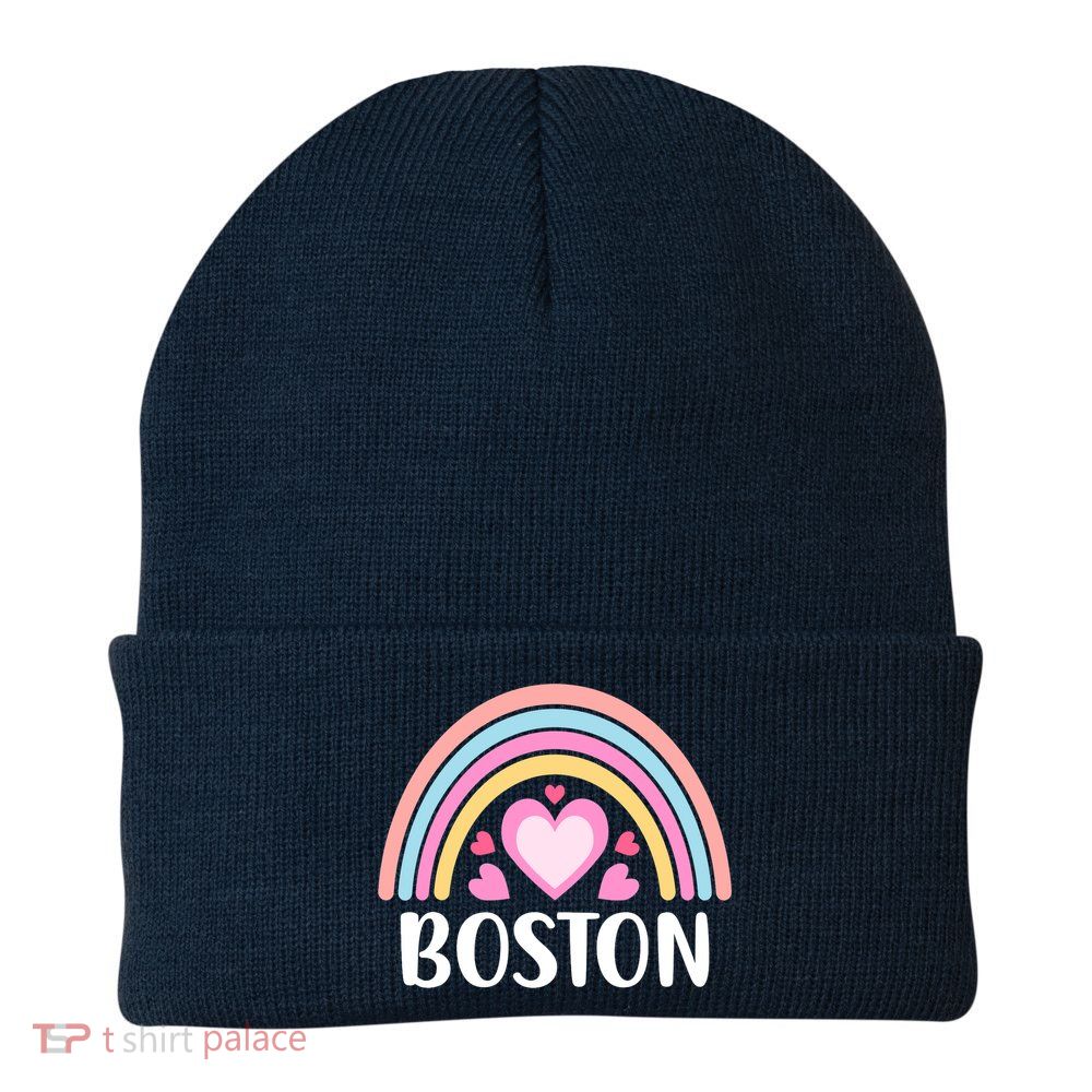 Boston USA for Wo Rainbow Hearts Beanie