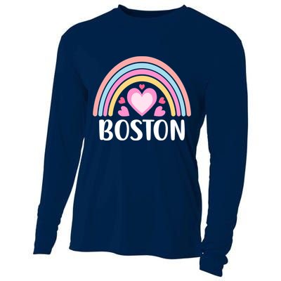Boston USA for Wo Rainbow Hearts Cooling Performance Long Sleeve Crew