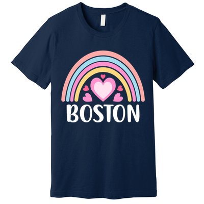 Boston USA for Wo Rainbow Hearts Premium T-Shirt