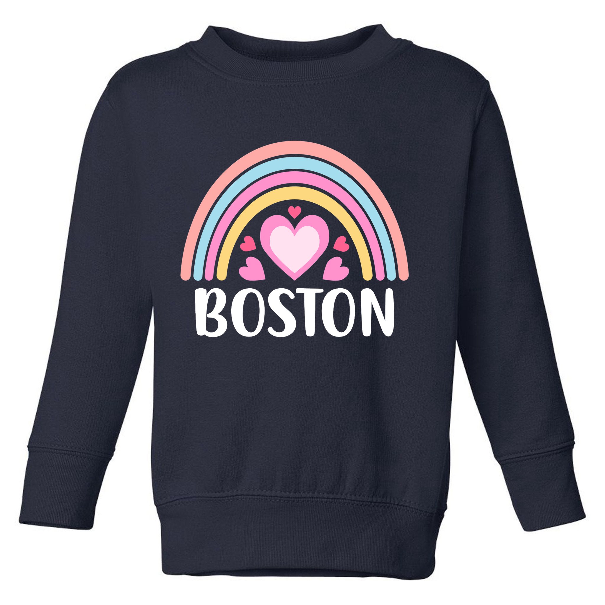 Boston USA for Wo Rainbow Hearts Toddler Sweatshirt