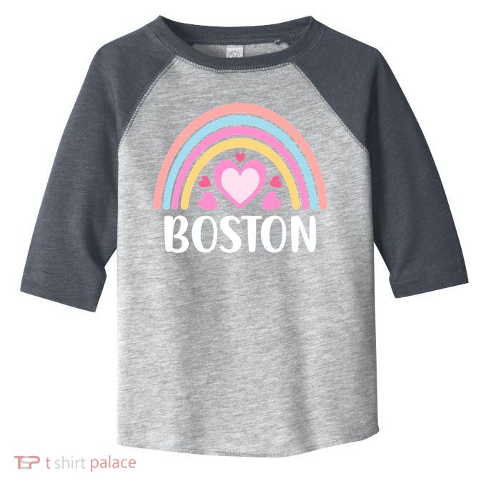 Boston USA for Wo Rainbow Hearts Toddler Fine Jersey T-Shirt