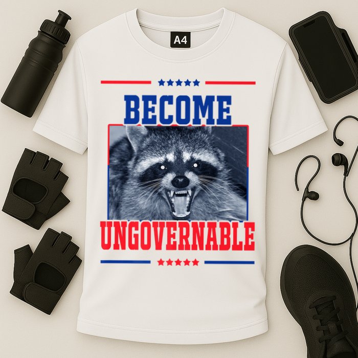 Become Ungovernable Funny Raccoon Cooling Performance Crew T-Shirt