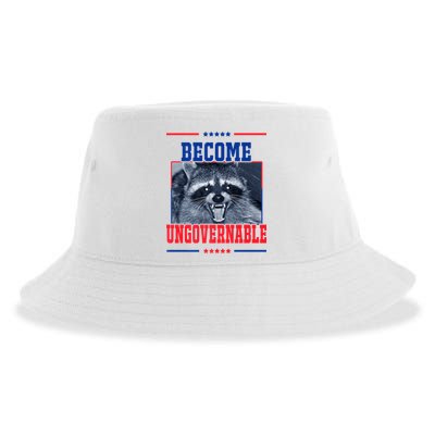 Become Ungovernable Funny Raccoon Sustainable Bucket Hat
