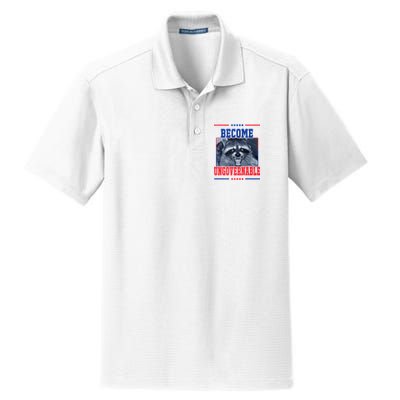 Become Ungovernable Funny Raccoon Dry Zone Grid Polo