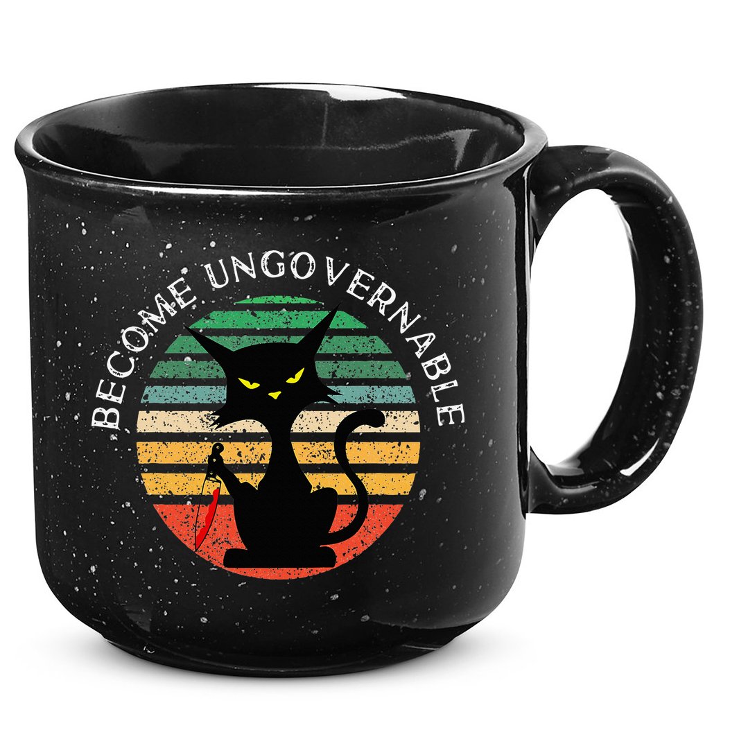 Become Ungovernable Funny Anarchy Cat Vintage Sunset 15oz Campfire Ceramic Mug