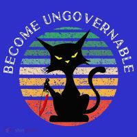 Become Ungovernable Funny Anarchy Cat Vintage Sunset Button