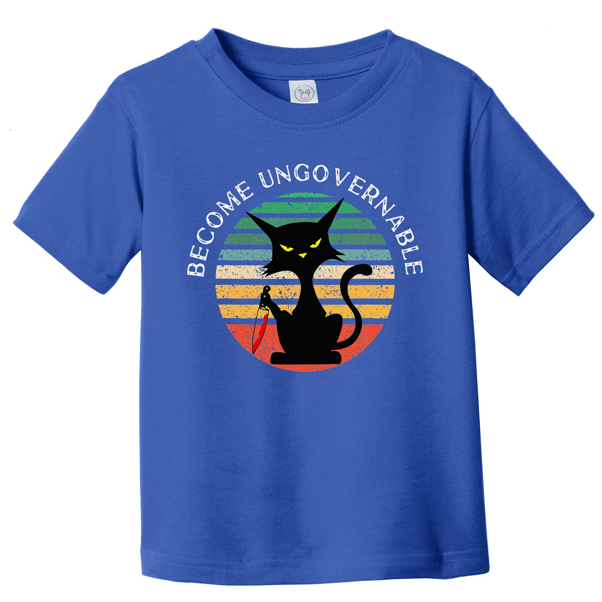Become Ungovernable Funny Anarchy Cat Vintage Sunset Toddler T-Shirt
