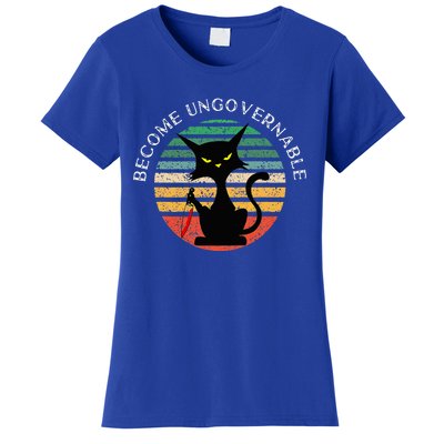 Become Ungovernable Funny Anarchy Cat Vintage Sunset Women's T-Shirt